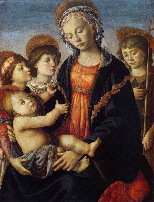 Madonna mit Kind, zwei Engeln und dem jungen Johannes dem Täufer