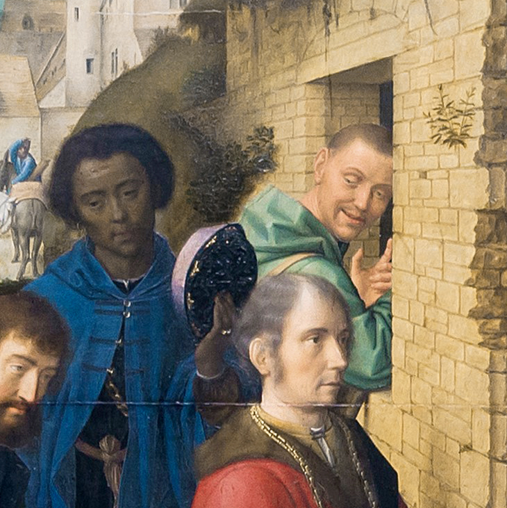 Bildnis 1 in Anbetung der Könige vor dem Stall im Hügel