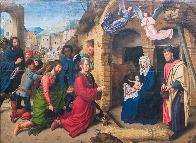 Anbetung der Könige vor dem Stall im Hügel