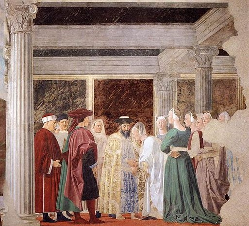 Die Anbetung des heiligen Holzes und die Begegnung von Saba und Salomon